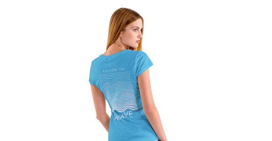 Follow the Wave Sky Blue Regular Fit Women’s T-Shirt