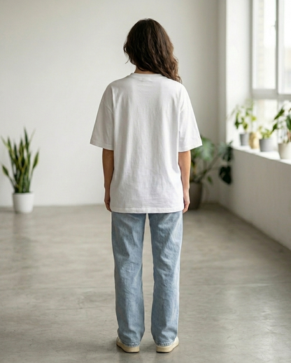 Running on Ramen & Romance White Oversized Fit Unisex T-Shirt