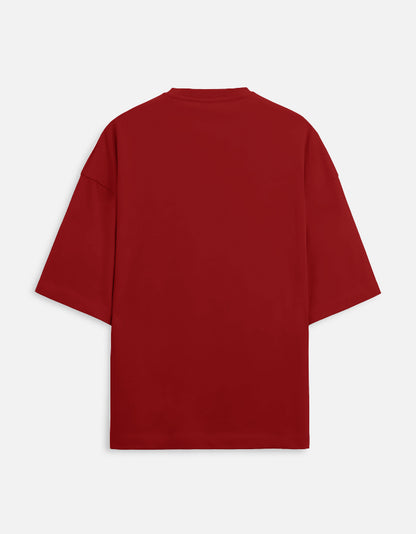 Red Oversized French Terry Cotton T-Shirt