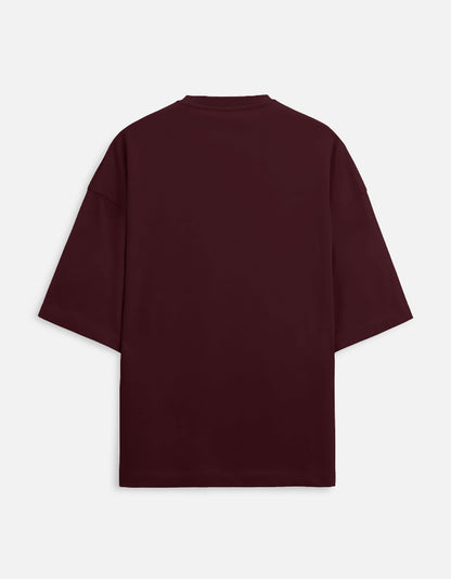 Maroon Oversized French Terry Cotton T-Shirt
