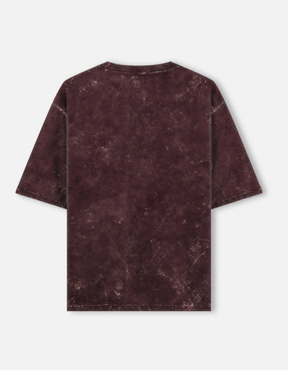 Maroon Oversized Acid Wash T-shirt