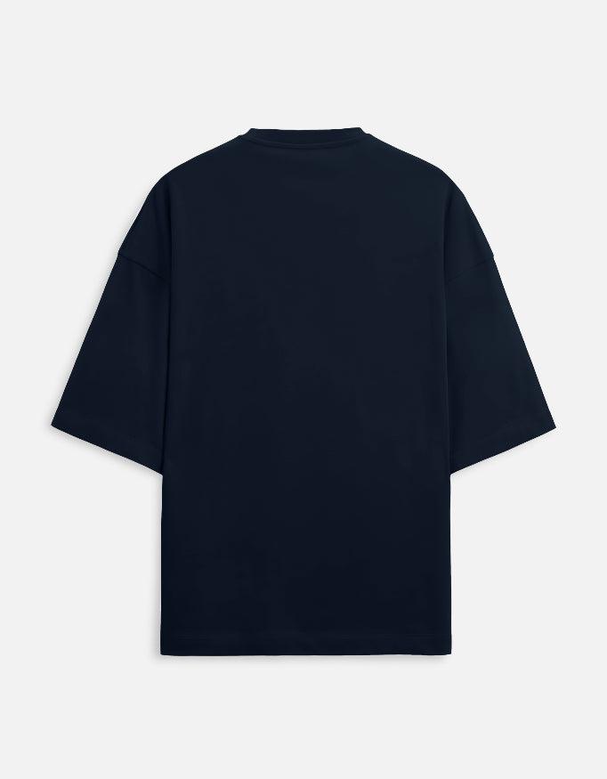 Navy Blue Oversized French Terry Cotton T-Shirt