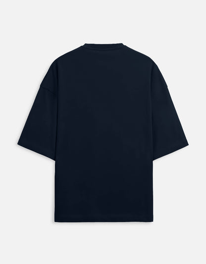 Navy Blue Oversized French Terry Cotton T-Shirt