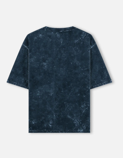 Navy Blue Oversized Acid Wash T-shirt