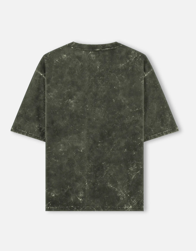 Olive Green Oversized Acid Wash T-shirt