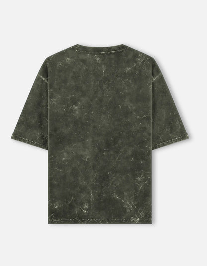 Olive Green Oversized Acid Wash T-shirt