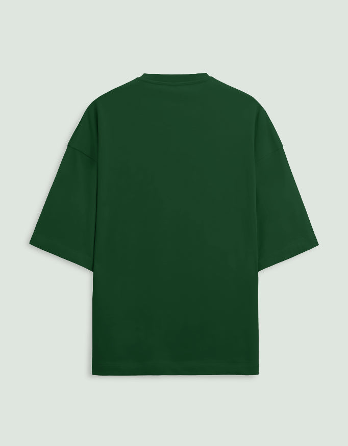 Bottle Green Oversized French Terry Cotton T-Shirt