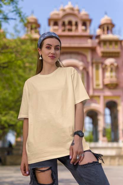 Beige Oversized Fit Unisex T-Shirt