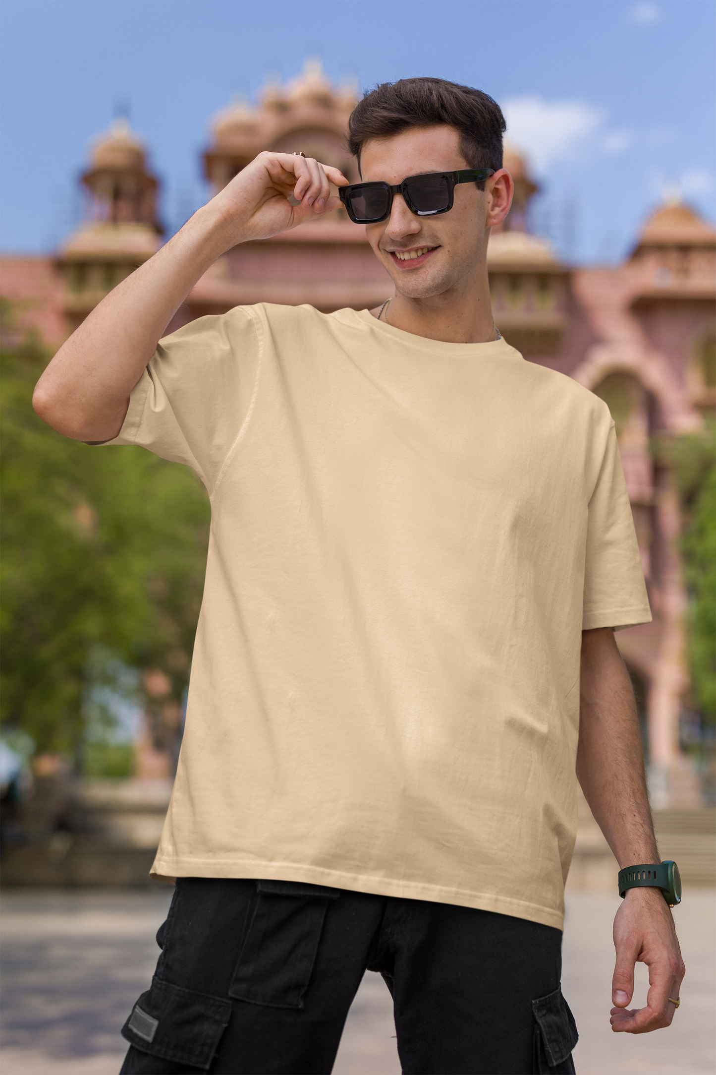 Beige Oversized Fit Unisex T-Shirt