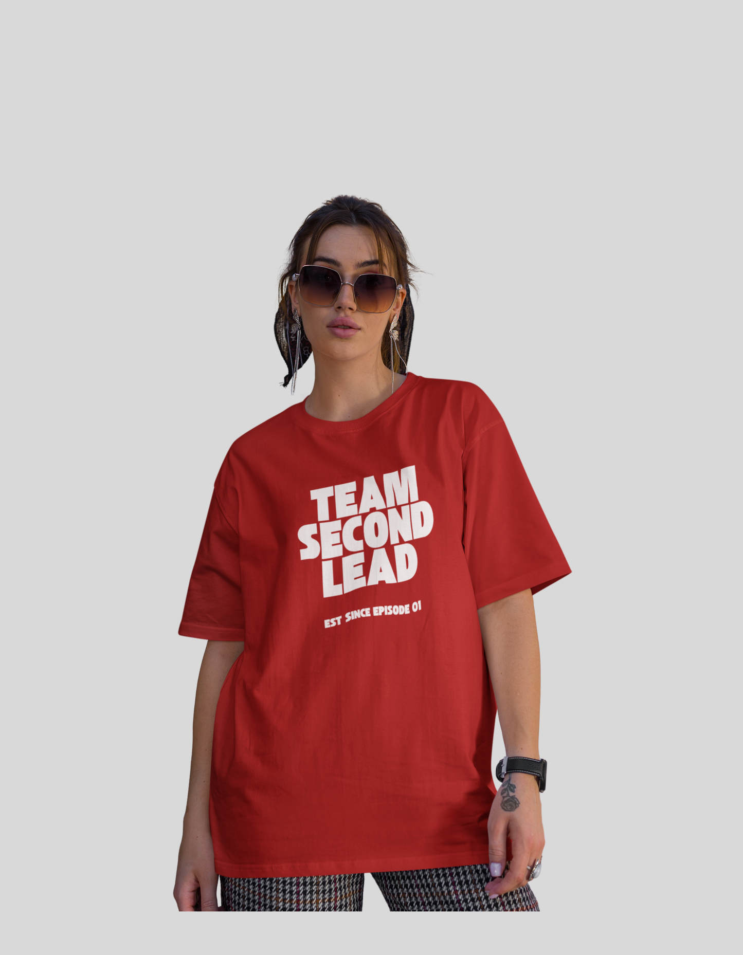 Team Second Lead Red Oversized Fit Unisex T-Shirt