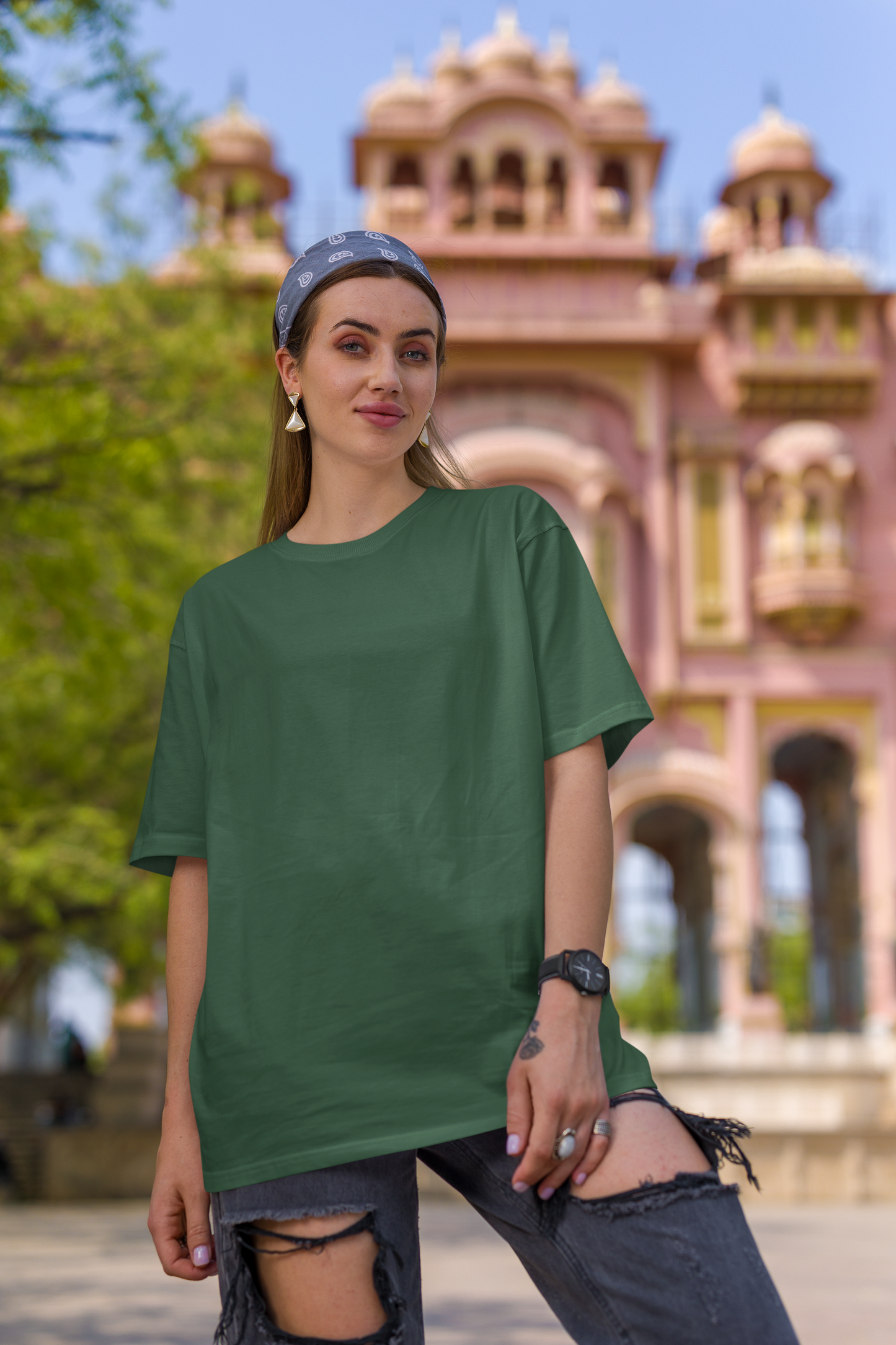 Bottle Green Oversized Fit Unisex T-Shirt