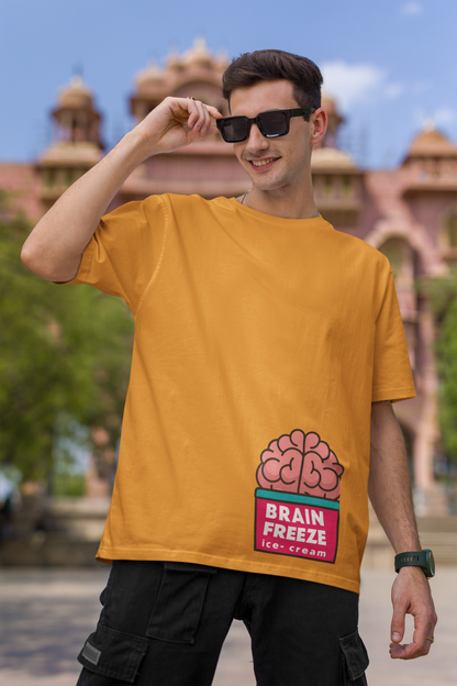 Brainfreeze Golden Yellow Oversized T-Shirt