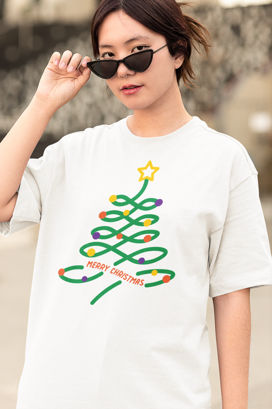 Christmas Tree White Oversized T-Shirt