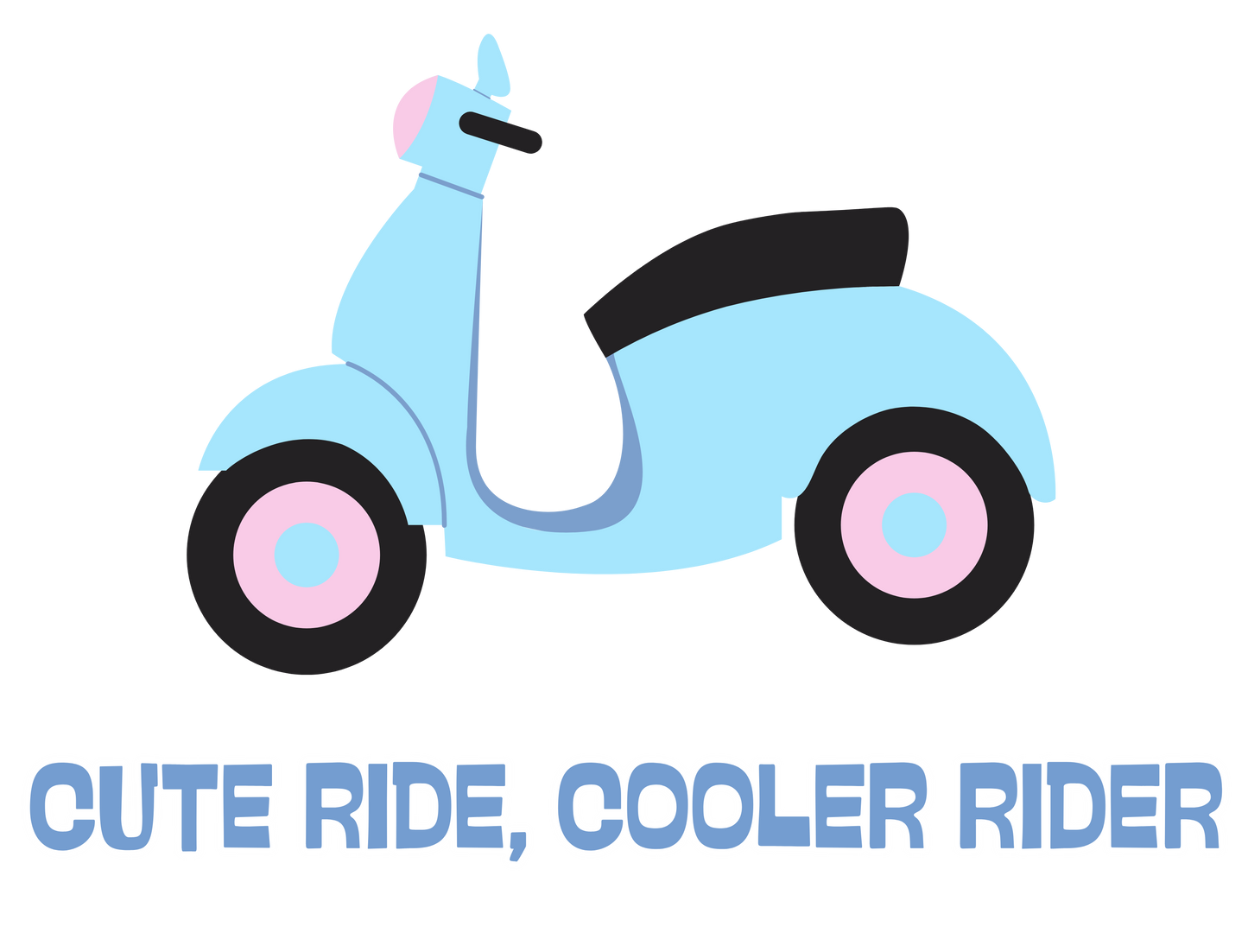 Cute Ride, Cooler Rider Royal Blue Oversized Fit Unisex T-Shirt