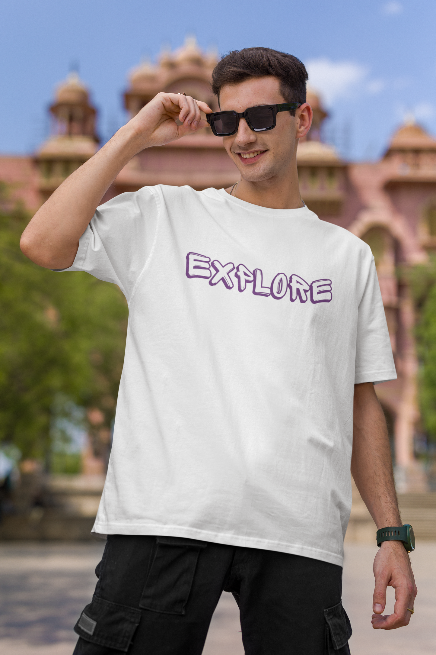 Explore White Oversized Fit Unisex T-Shirt