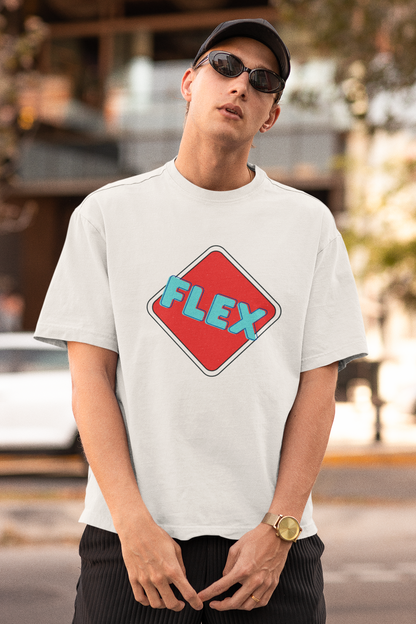 Flex White Oversized Fit Unisex T-Shirt