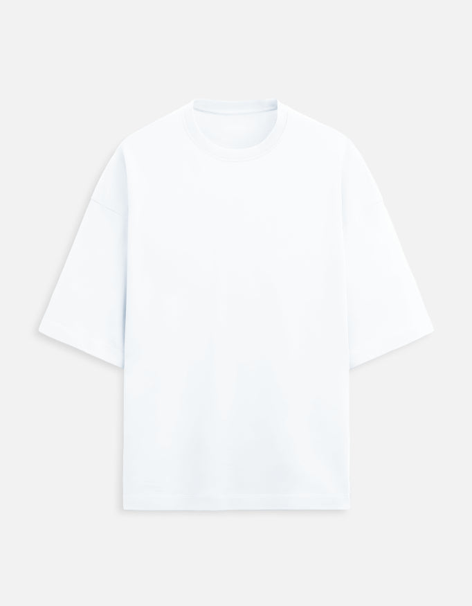 White Oversized French Terry Cotton T-Shirt