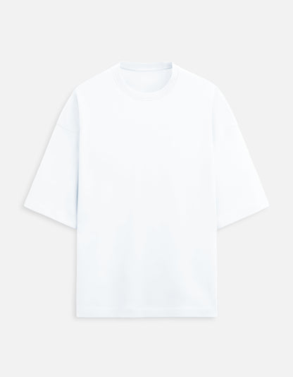 White Oversized French Terry Cotton T-Shirt