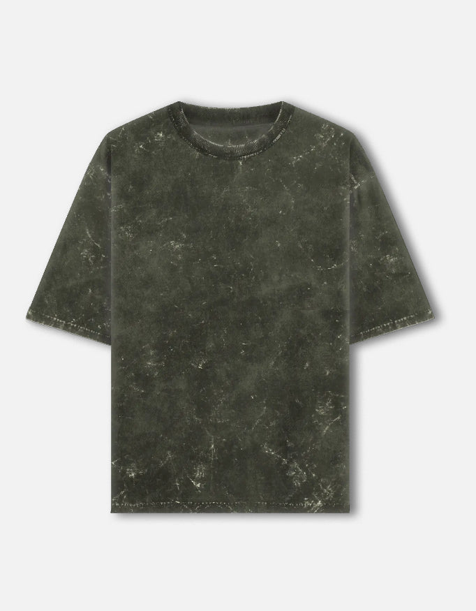 Olive Green Oversized Acid Wash T-shirt