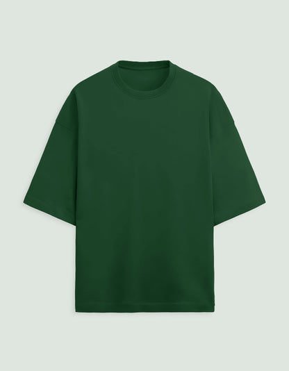 Bottle Green Oversized French Terry Cotton T-Shirt