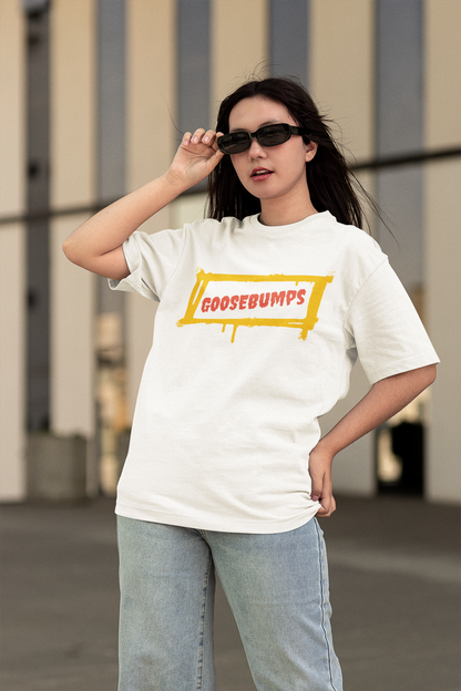 Goosebumps White Oversized Fit Unisex T-Shirt