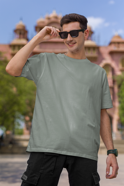 Greenish Grey Oversized Fit Unisex T-Shirt