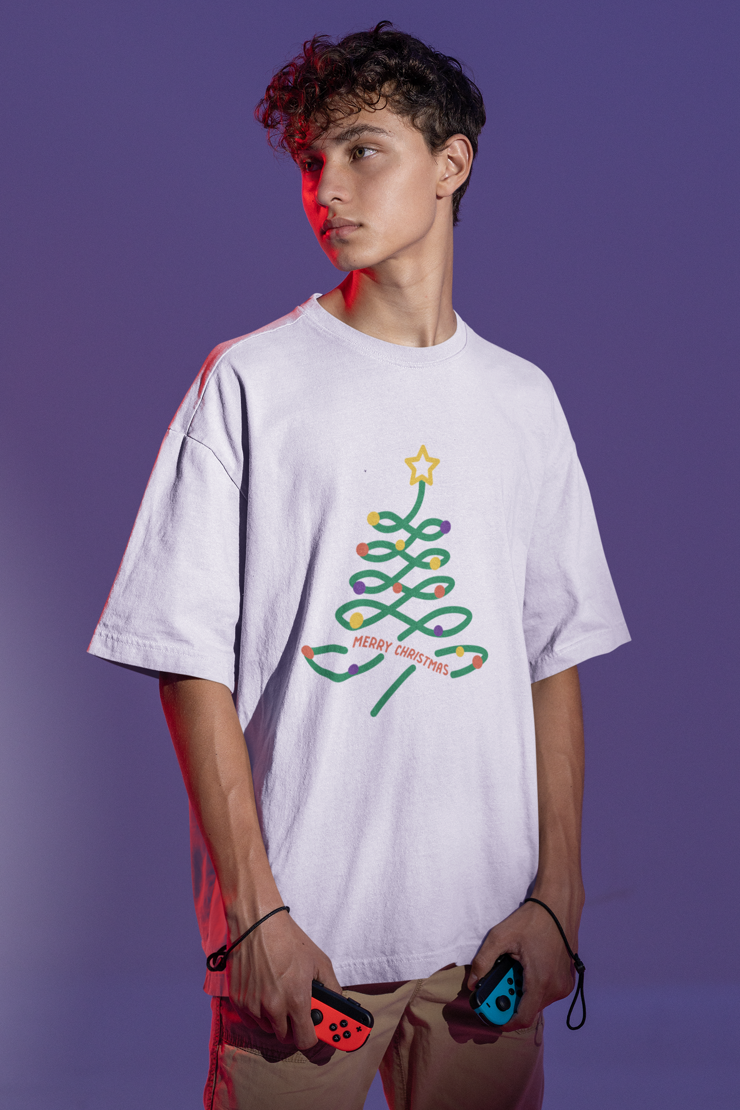 Christmas Tree White Oversized T-Shirt