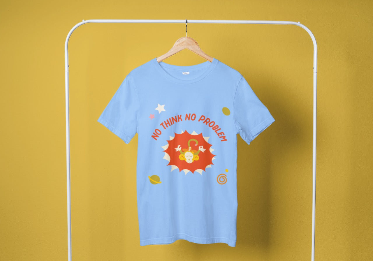 No Think, No Problem Baby Blue Oversized T-Shirt