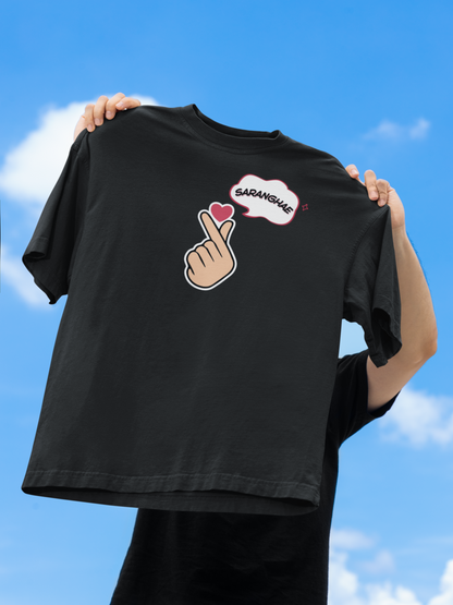 Saranghae Black Oversized Fit Unisex T-Shirt