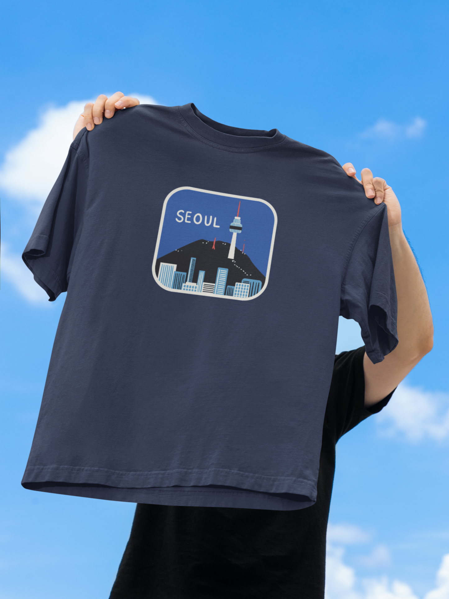Seoul Navy Blue Oversized Fit Unisex T-Shirt