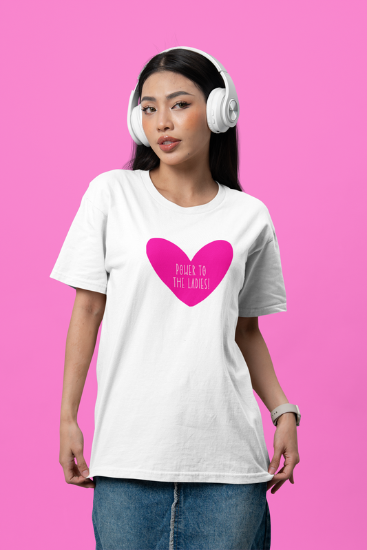 Power To The Ladies White Oversized Fit Unisex T-Shirt