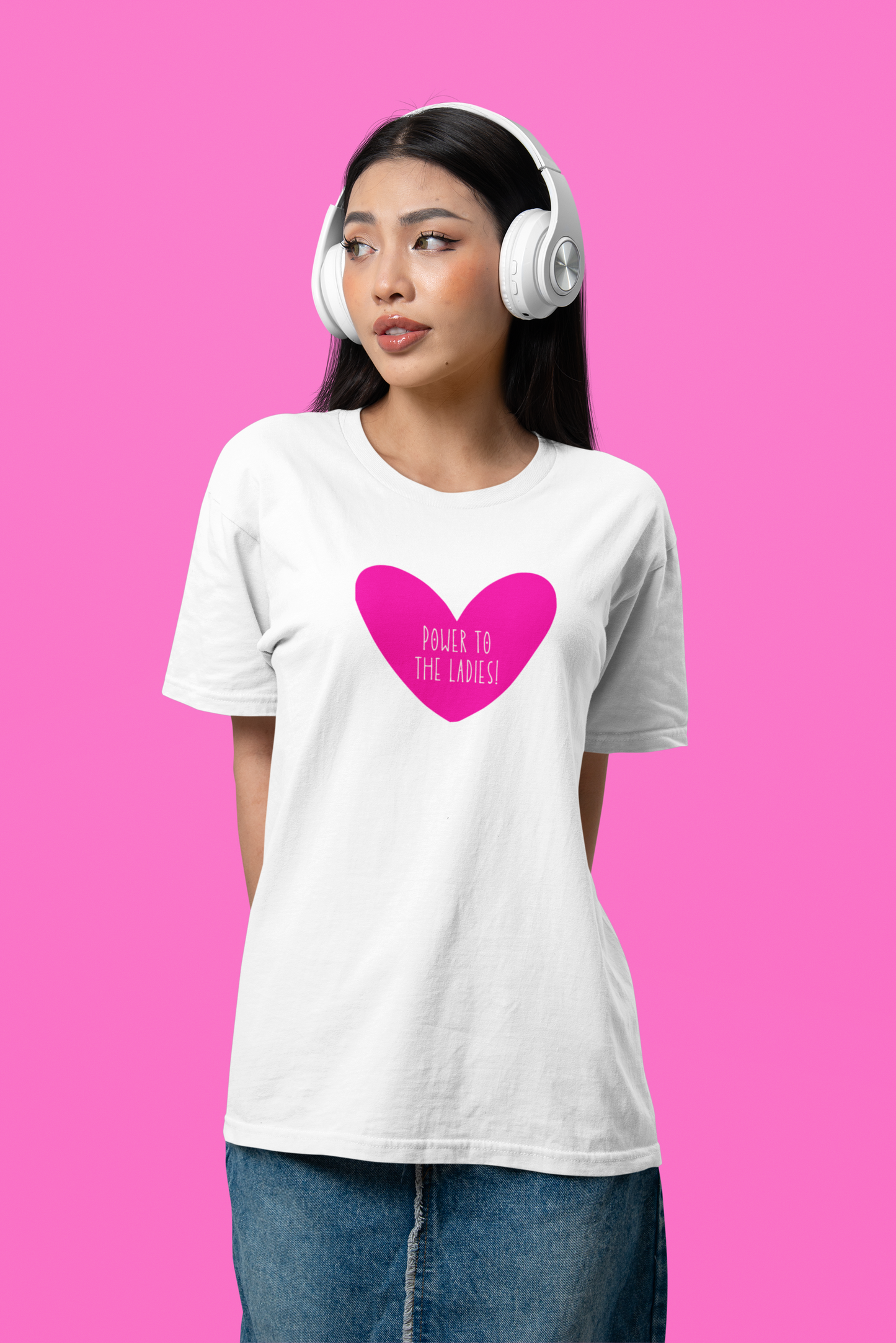 Power To The Ladies White Oversized Fit Unisex T-Shirt