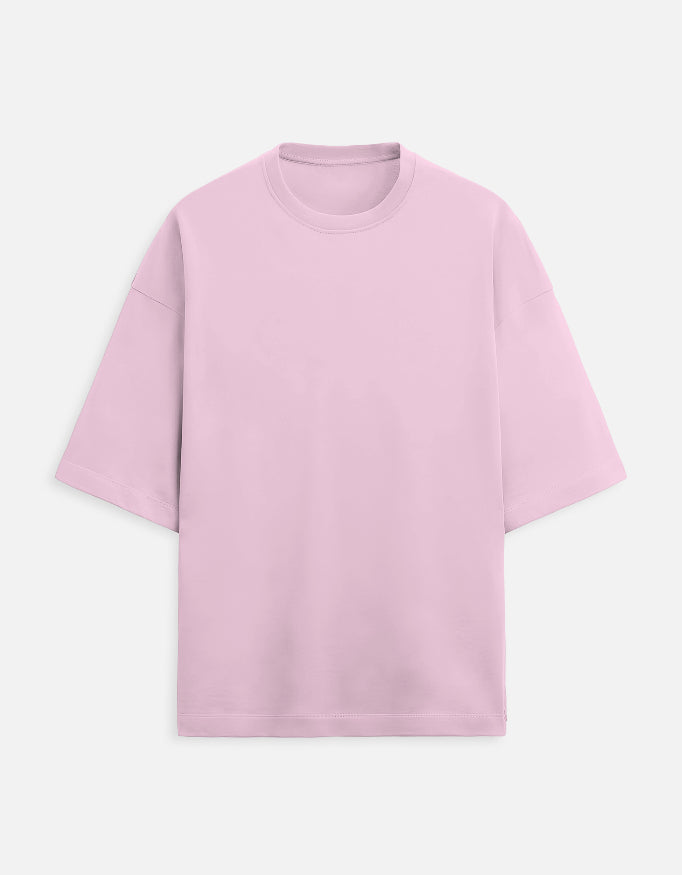 Baby Pink Oversized French Terry Cotton T-Shirt