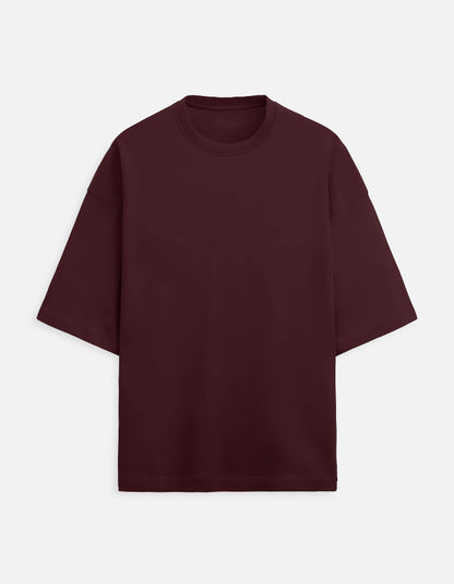 Maroon Oversized French Terry Cotton T-Shirt