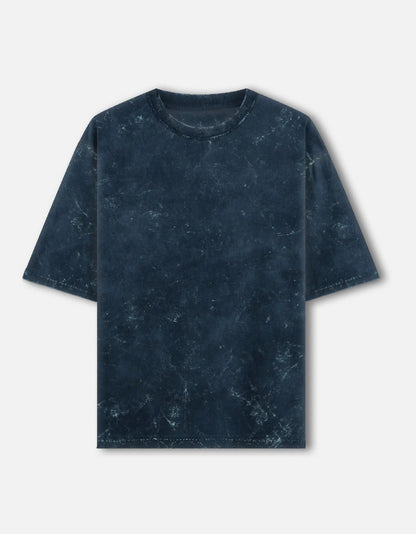 Navy Blue Oversized Acid Wash T-shirt