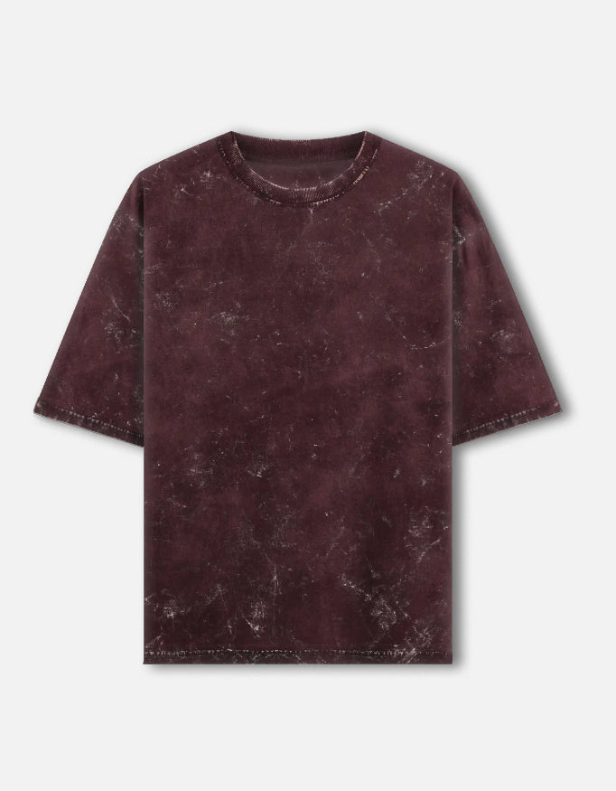 Maroon Oversized Acid Wash T-shirt