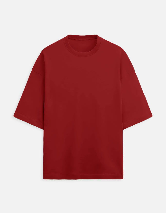 Red Oversized French Terry Cotton T-Shirt