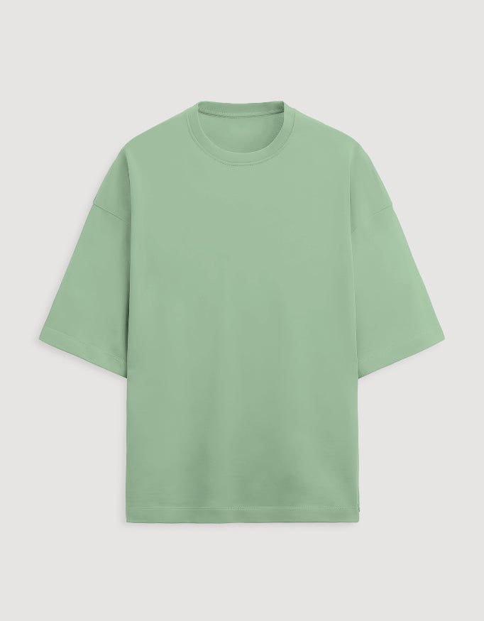 Jade Green Oversized French Terry Cotton T-Shirt