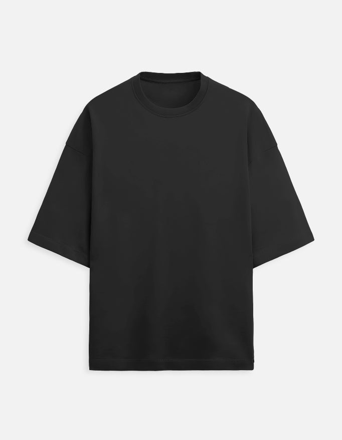Black Oversized French Terry Cotton T-Shirt