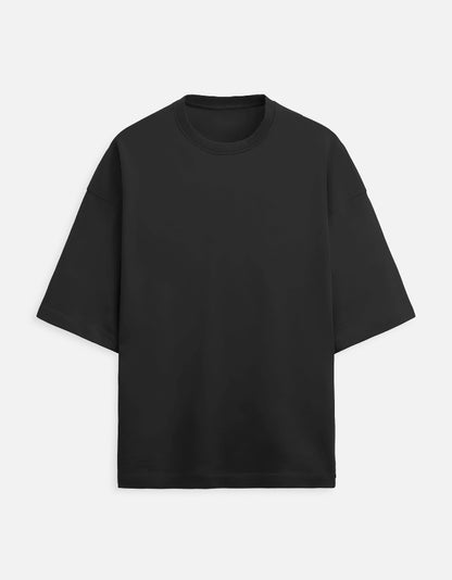 Black Oversized French Terry Cotton T-Shirt