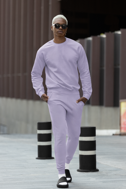 Lavender Solid Sweatshirt and Joggers Co-Ord Set for Men