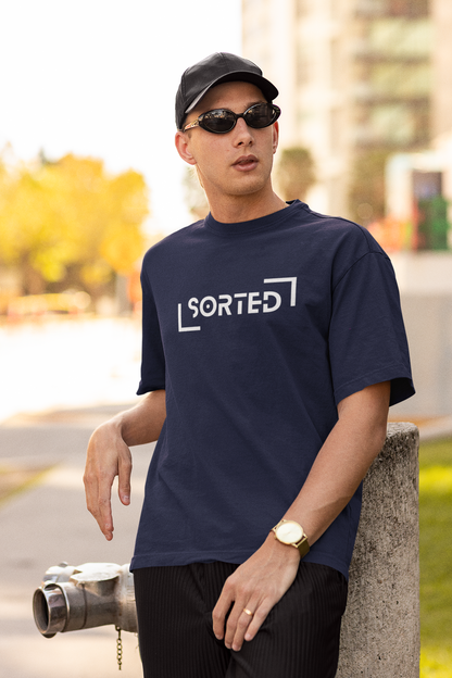 Sorted Navy Blue Oversized Fit Unisex T-Shirt