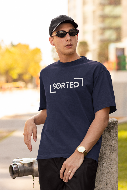 Sorted Navy Blue Oversized Fit Unisex T-Shirt