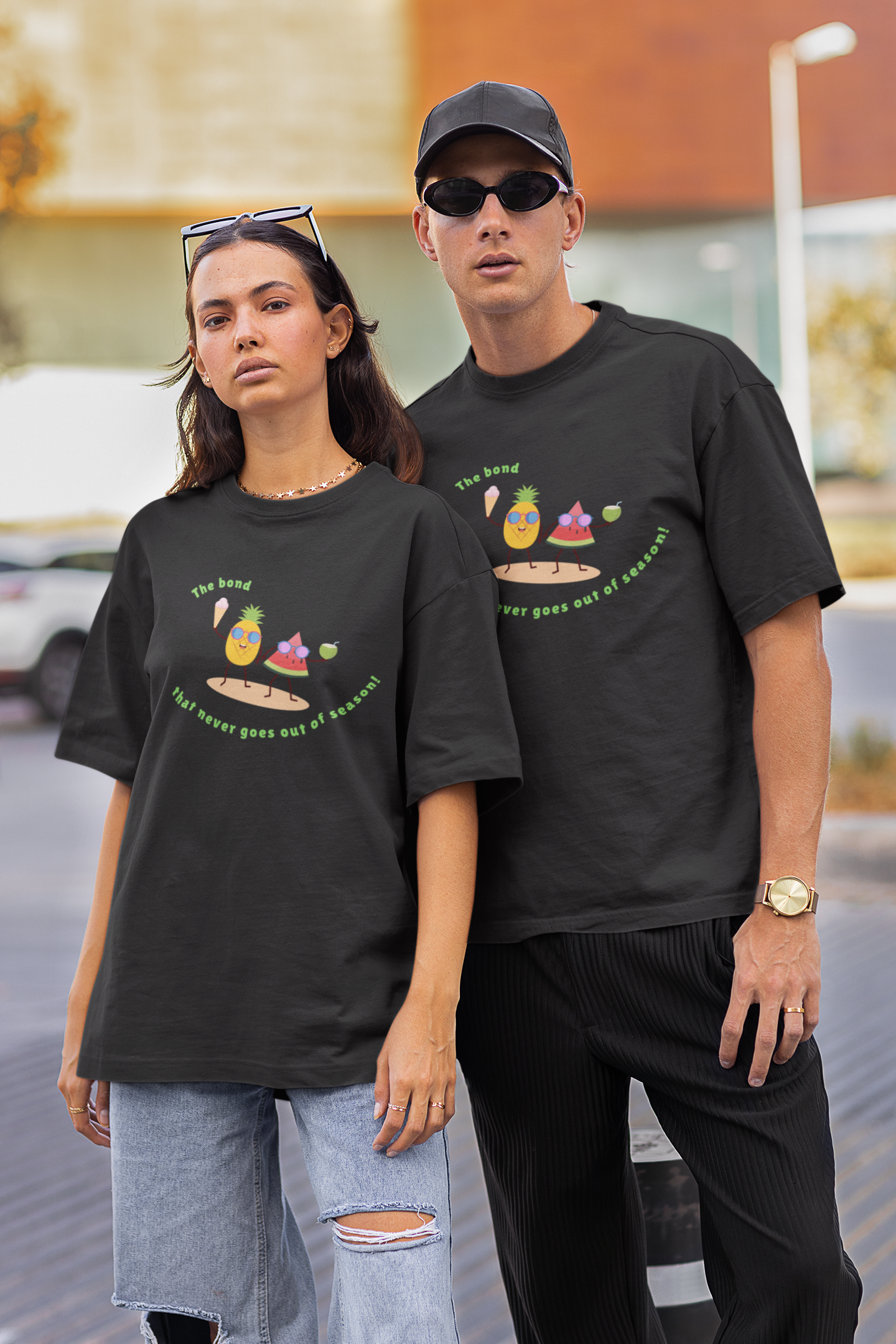 The bond that never goes out of season Black Oversized Fit Unisex T-Shirt