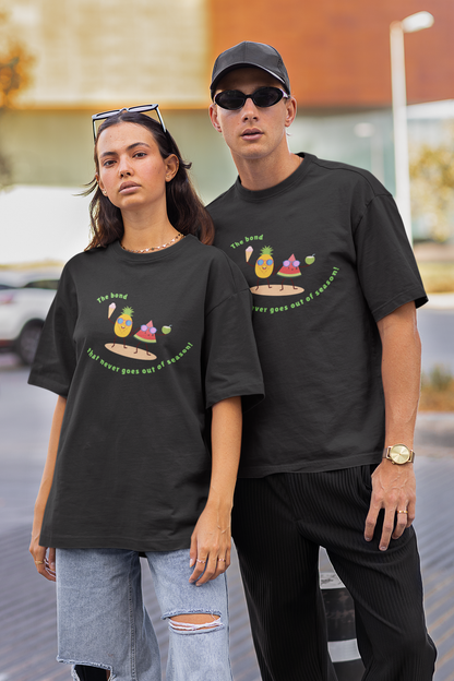The bond that never goes out of season Black Oversized Fit Unisex T-Shirt
