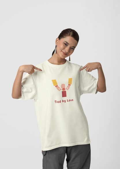 Tied by Love Off White Oversized Fit Unisex T-Shirt
