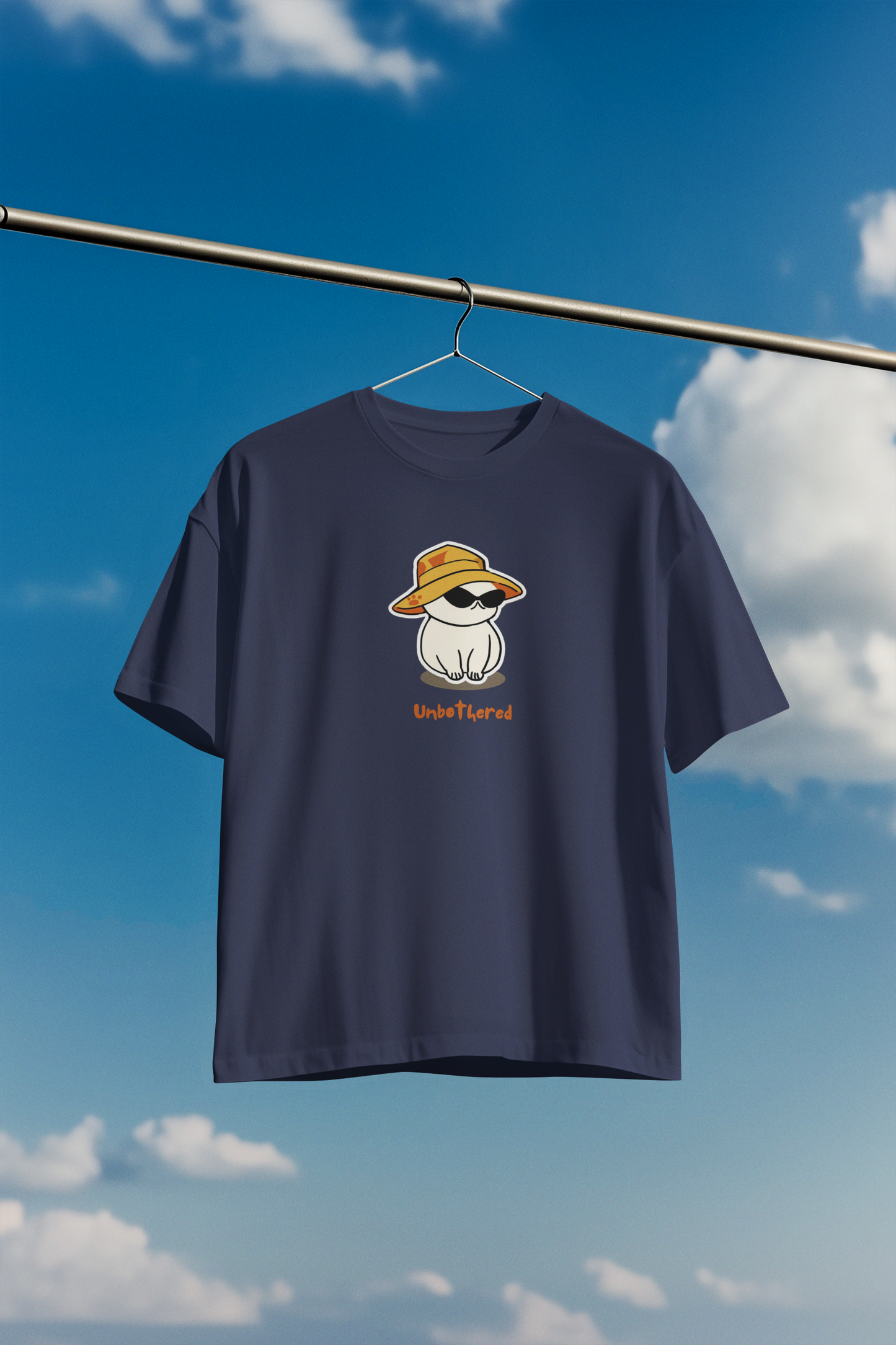 Unbothered Navy Blue Oversized Fit Unisex T-Shirt