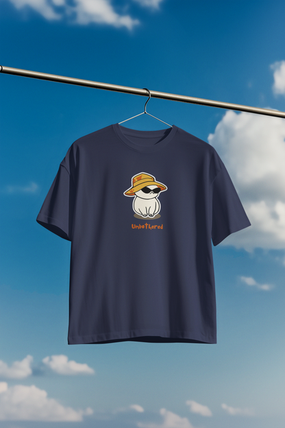 Unbothered Navy Blue Oversized Fit Unisex T-Shirt