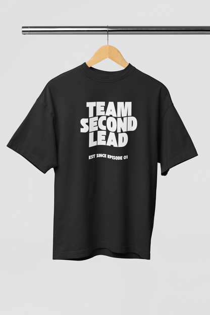 Team Second Lead Black Oversized Fit Unisex T-Shirt