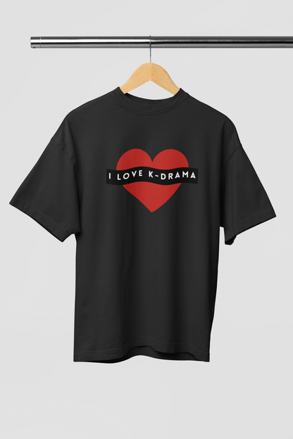 I Love K-drama Black Oversized Fit Unisex T-Shirt